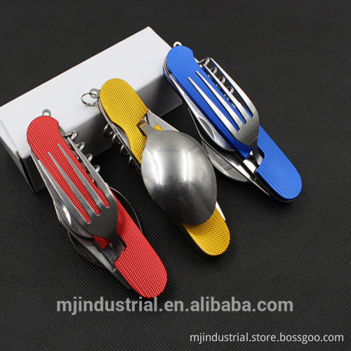 Multifunctional hight quality knife with fork spoon travel set.